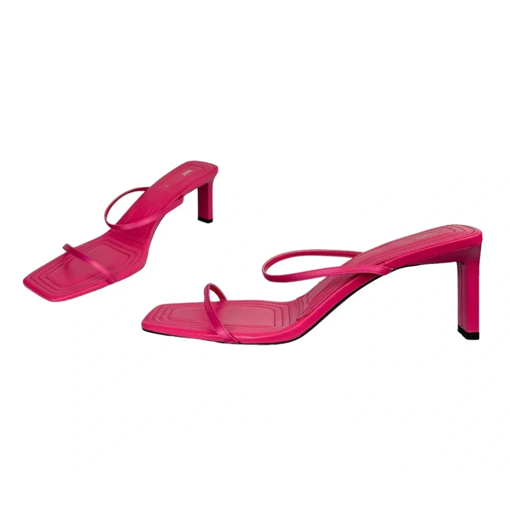ZARA Pink Strappy Heels Sz 40 / US 9.5 Barbie Chic